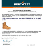 Portwest Composite Toe Leather Protective Shin Safety Side Zip Work Boots FD22 Wheat Brown