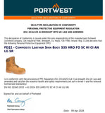 Portwest Composite Toe Leather Protective Shin Safety Side Zip Work Boots FD22 Wheat Brown