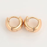 18k Rose Gold plated Huggie Hoop 9mm Solid Sleeper Earrings 6mm Wide Pair