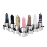 Natural Gemstone Crystal Obelisk Healing Wand Quartz + Glass Drink Water Bottle