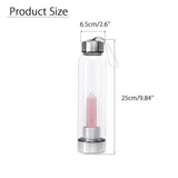 Natural Gemstone Crystal Obelisk Healing Wand Quartz + Glass Drink Water Bottle