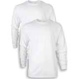 2 Pack Mens Cotton Crew Neck Long Sleeve Blank Plain Basic T-Shirt Tee Top Bulk