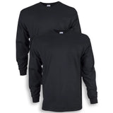 2 Pack Mens Cotton Crew Neck Long Sleeve Blank Plain Basic T-Shirt Tee Top Bulk