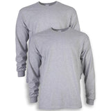 2 Pack Mens Cotton Crew Neck Long Sleeve Blank Plain Basic T-Shirt Tee Top Bulk