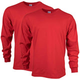 2 Pack Mens Cotton Crew Neck Long Sleeve Blank Plain Basic T-Shirt Tee Top Bulk