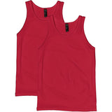 2 Pack Mens Cotton Blank Plain Basic Crew Neck Tank Top Singlet T-Shirt Bulk Classic Regular Fit