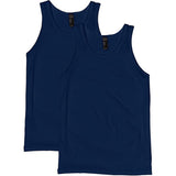 2 Pack Mens Cotton Blank Plain Basic Crew Neck Tank Top Singlet T-Shirt Bulk Classic Regular Fit