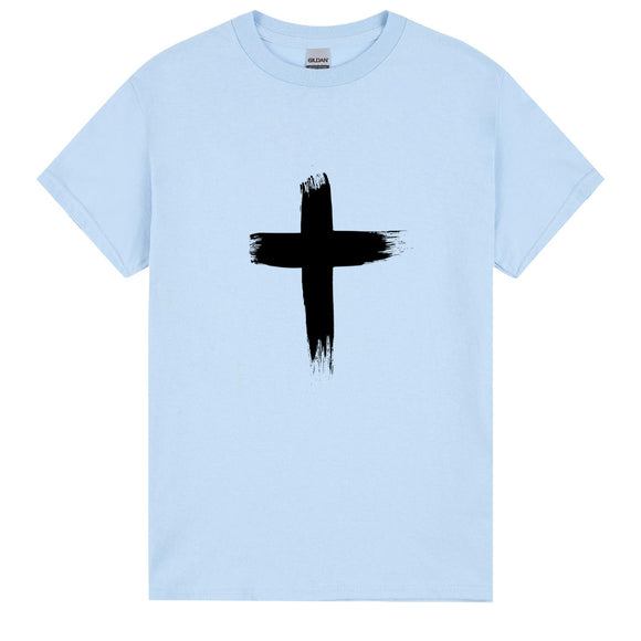 Faith Jesus Cross Christian Christ Religion T-Shirt Light Blue Mens Tee tops