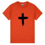 Faith Jesus Cross Christian Christ Religion T-Shirt Antique Orange Mens Tee tops