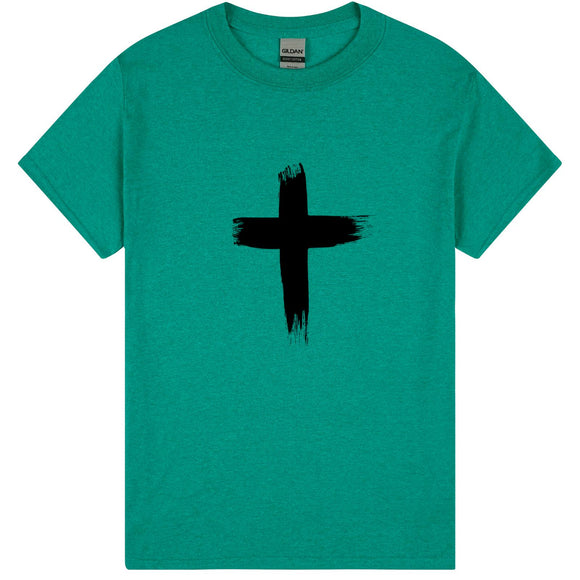 Faith Jesus Cross Christian Religion Mens T-Shirt Antique Jade Green Tee tops