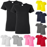 2 Pack Ladies Womens Cotton Blank Plain Crew Neck Short Sleeve T-Shirt Tee Tops Bulk