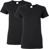 2 Pack Ladies Womens Cotton Blank Plain Crew Neck Short Sleeve T-Shirt Tee Tops Bulk