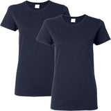 2 Pack Ladies Womens Cotton Blank Plain Crew Neck Short Sleeve T-Shirt Tee Tops Bulk