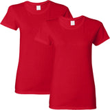 2 Pack Ladies Womens Cotton Blank Plain Crew Neck Short Sleeve T-Shirt Tee Tops Bulk