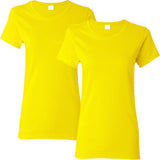 2 Pack Ladies Womens Cotton Blank Plain Crew Neck Short Sleeve T-Shirt Tee Tops Bulk