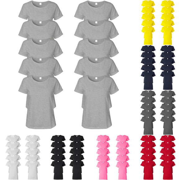 10x Ladies Womens Cotton Blank Plain Crew Neck Short Sleeve T-Shirt Tee Top Bulk