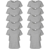 10x Ladies Womens Cotton Blank Plain Crew Neck Short Sleeve T-Shirt Tee Top Bulk