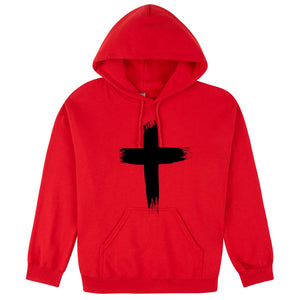 Faith Jesus Cross Christian Religion  Red Hoodie Mens Hooded Sweater Sweatshirt