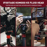 iFootage Komodo K5 Fluid Video Head for Camera Tripod Monopod Mount Holder IF-K5
