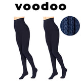 Voodoo 2 Pack Cable Tights Womens Thermal Pantyhose Stockings HXRY1N Bulk Uniform Navy Blue Knitted Leggings Pants