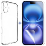 For Apple iPhone 16 PLUS Clear Phone Case Cover and Soft Film Screen Protector Guard