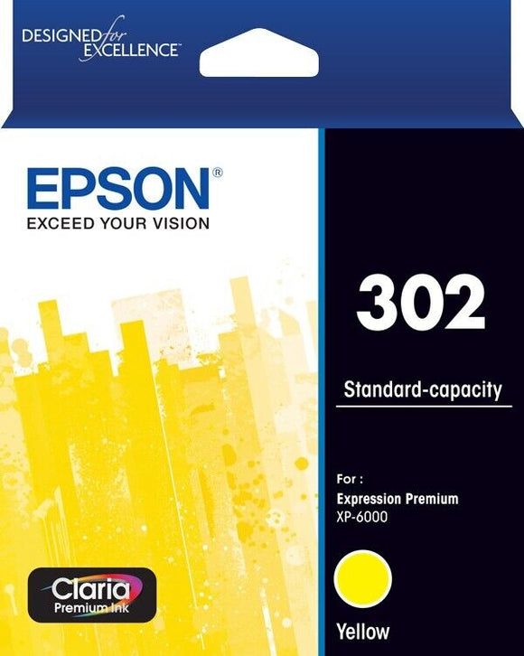 Epson 302 Yellow Ink Cartridge Toner C13T01W492 Genuine Original