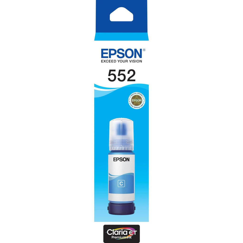 Epson T552 Cyan Claria EcoTank 552 Ink Bottle Toner C13T06W292 Genuine ...