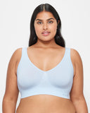 3 Pack Bonds Womens Seamless Wireless Wire Free Comfy Crop Bra Blue Snow WVLHW Bulk