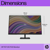 HP P27 G5 27" IPS 16:9 1920x1080 FHD Computer PC Monitor 64X69AA