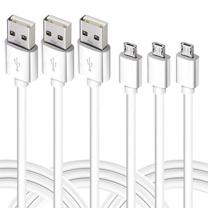 3 Pack 1m Data Transfer Charger Charging Micro USB Cable Cord for Android Phone Device Tablet Bulk White TPE Plastic