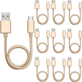 10 Pack 1m Data Transfer Charger Charging Micro USB Cable Cord for Android Phone Device Tablet Bulk Braided Gold Nylon