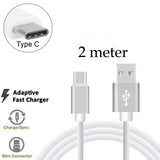 10 Pack 2m Long Data Transfer Charger Charging USB Type C Phone Tablet Cable Cord Bulk White TPE Plastic