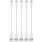 5 Pack 20cm Short Data Transfer Charger Charging USB Cable Cord for Apple iPhone iPad iPod Bulk White TPE Plastic