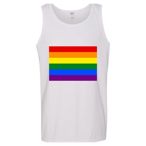 LGBTQ Colourful Rainbow Gay Pride Flag Men White Basic Tank Top Singlet T Shirt