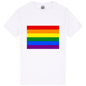 LGBTQ Colourful Rainbow Gay Lesbian Pride Flag Mens White T Shirt Tee Top