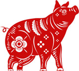 Chinese Zodiac New Year Pig Animal Art Mens White Long Sleeve T Shirt Tee Top