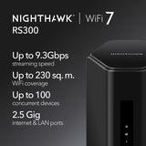 NETGEAR Nighthawk BE9300 WiFi 7 Tri-Band Router 9.3Gbps RS300-100APS