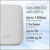 NETGEAR Orbi AX1800 Dual Band Mesh WiFi 6 System Router Satellite 2 PacK RBK352