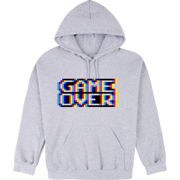 Game Over Gaming Funny Gamer Retro Sports Grey Hooded Sweater Mens Hoodie