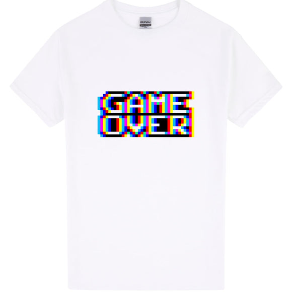 Game Over Gaming Funny Gamer Retro White Mens T Shirt Tee Top