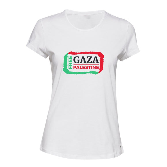 Free Gaza Palestine Political War Freedom Ladies Womens White T Shirt Tee Tops