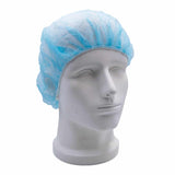 Safetyware 10pcs Non-Woven Disposable Bouffant Mob Cap Hair Net Head Cover Dustproof Elastic for Hospital Food Kitchen Cleaning Laboratory Blue