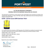Portwest 2 Pack Hi Vis Contrast Safety Work Vest Reflective Tape Bulk Yellow High Visibility Workwear Class D/N Day & Night C479