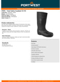 Portwest Total Safety Gumboot Steel Cap Toe PVC Wellington Gum Boots Work Shoes Waterproof Black FW95