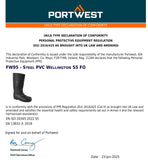 Portwest Total Safety Gumboot Steel Cap Toe PVC Wellington Gum Boots Work Shoes Waterproof Black FW95