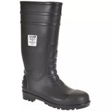 Portwest Total Safety Gumboot Steel Cap Toe PVC Wellington Gum Boots Work Shoes Waterproof Black FW95