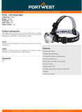 Portwest PA50 LED Head Light Torch Battery Headlight Headlamp Adjustable Tilt Control