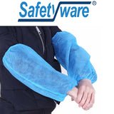 10pcs Safetyware Non-Woven Fabric Disposable Protective Arm Sleeves Protector Breathable Cover Blue for Hospital Laboratory Kitchen Saloon