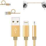 10 Pack 20cm Short Data Transfer Charger Charging USB Cable Cord for Apple iPhone iPad iPod Bulk Braided Gold Strong Nylon