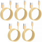 5 Pack 2m Long Braided Data Transfer Charger Charging USB Cable Cord for Apple iPhone iPad iPod Bulk Braided Gold Strong Nylon